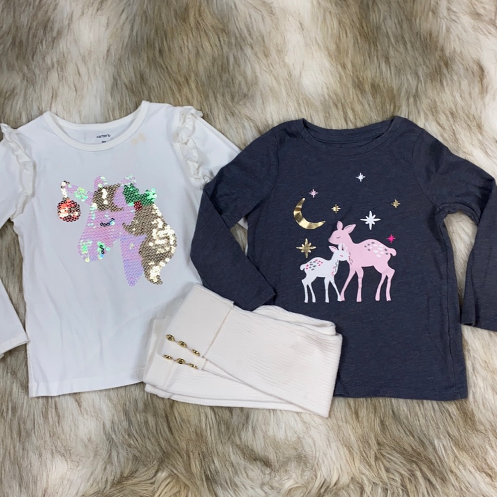 3T Winter Christmas Long Sleeve Top & Legging Bundle